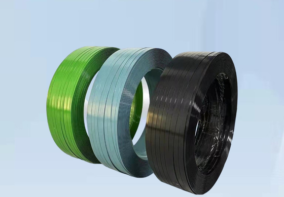 15mm PET που συσκευάζει τη ζώνη που δένει το ρόλο 12mm χρώμα Caustomized για το κιβώτιο χαρτοκιβωτίων