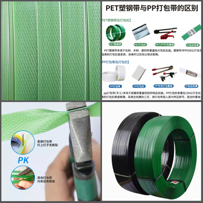 Πράσινο 1,27 mm Poly Plastic Strap PET συσκευαστικό λουρί για συσκευασία τούβλων παλέτας