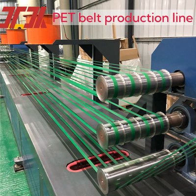 Γραμμή Παραγωγής Πλαστικής Ταινίας Pet 9-32mm με πέντε κιβώτια ταχυτήτων και φίλτρο 3.5m2
