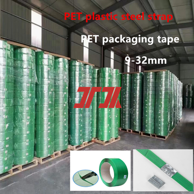 Εργοστασιακή Προσφορά 9-25mm PET Πλαστική Χαλύβδινη Ταινία Συσκευασίας PET Παλετών PET Χαλύβδινη Ταινία Συσκευασίας για Πνευματική Μηχανή Συσκευασίας Αυτόματης Σύνδεσης