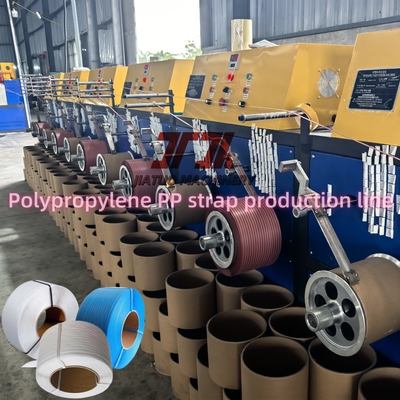 80KW Πλήρως αυτόματη μηχανή κατασκευής ταινιών PP ρυθμιζόμενη ένταση με πλάτος 5-19mm
