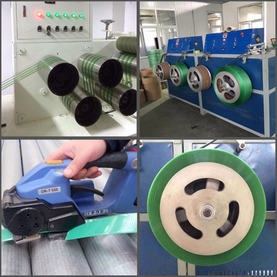 Μηχανήματα εκτόξευσης 9-32 mm PET Steel Strip Production Line Εξοπλισμός εκτόξευσης PET για την παραγωγή 100% συντριβέντων υλικών PET